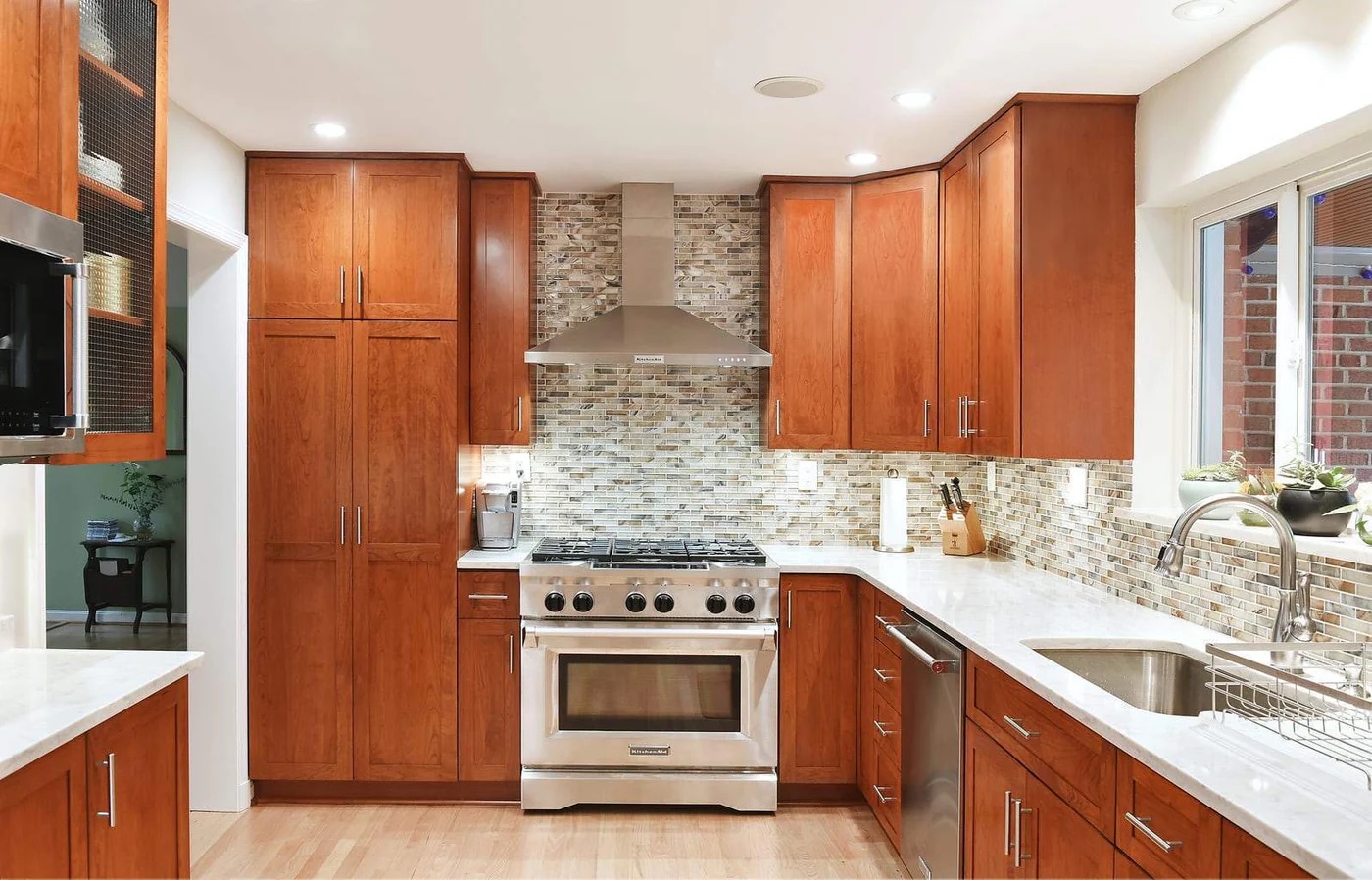 Original kitchen with oak cabinets