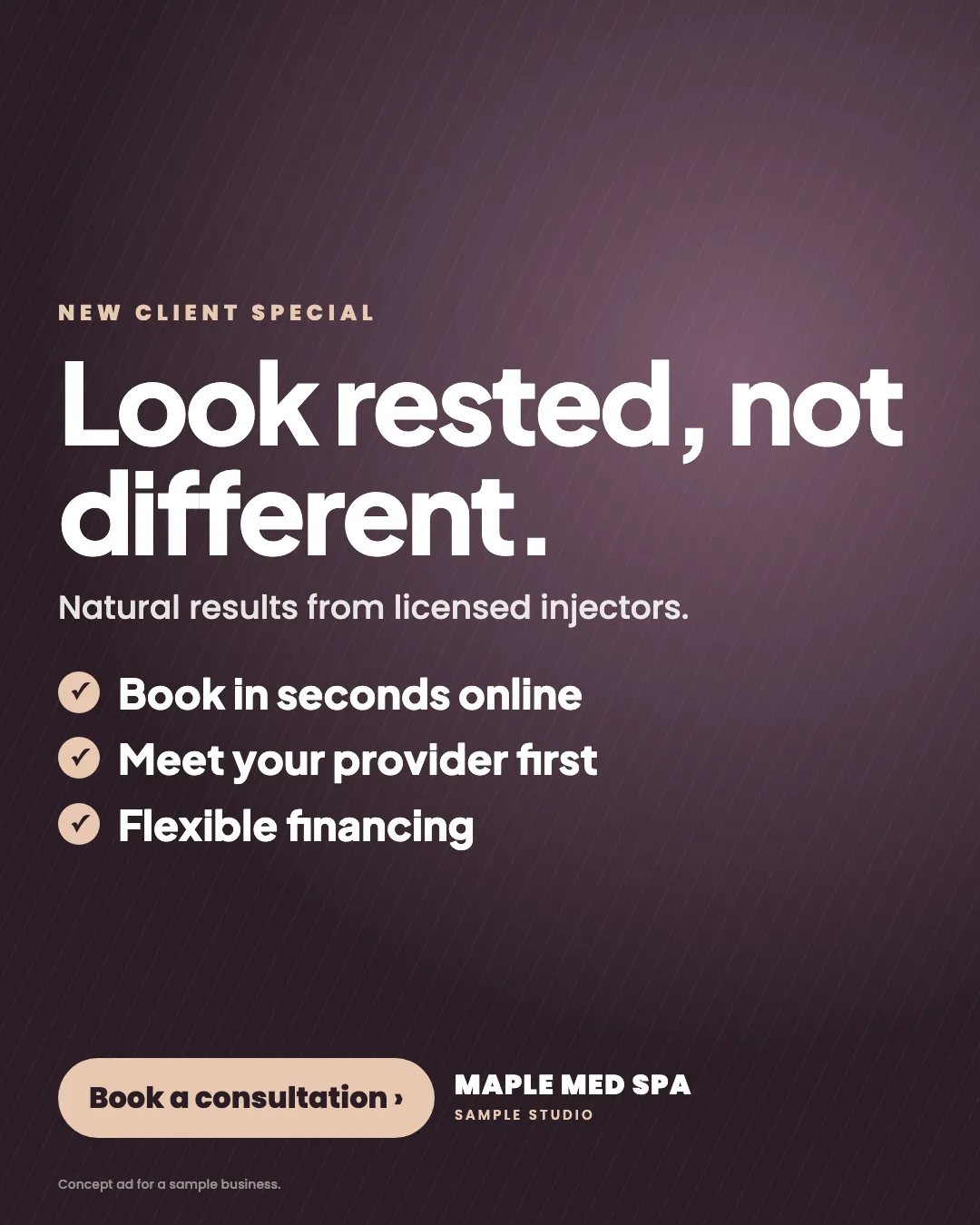 Concept ad for a sample med spas business